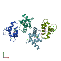PDB entry 7vus coloured by chain, front view.