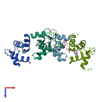 PDB entry 7vus coloured by chain, top view.