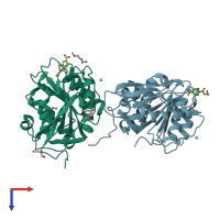 PDB entry 7vve coloured by chain, top view.