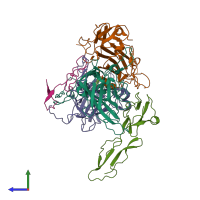 PDB entry 7vy5 coloured by chain, side view.