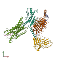 PDB entry 7w0o coloured by chain, front view.