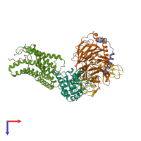 PDB entry 7w0o coloured by chain, top view.