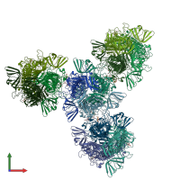 PDB entry 7w1d coloured by chain, front view.