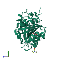 PDB entry 7w1n coloured by chain, side view.