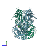 PDB entry 7w2t coloured by chain, side view.