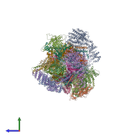 PDB entry 7w3b coloured by chain, side view.