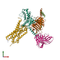 PDB entry 7w57 coloured by chain, front view.