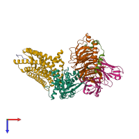PDB entry 7w57 coloured by chain, top view.
