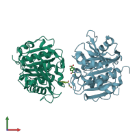 PDB entry 7w6c coloured by chain, front view.