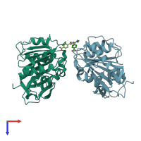 PDB entry 7w6c coloured by chain, top view.