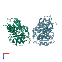 PDB entry 7w6o coloured by chain, top view.
