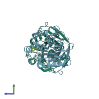 PDB entry 7w6q coloured by chain, side view.