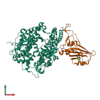PDB 7w6u coloured by chain and viewed from the front.