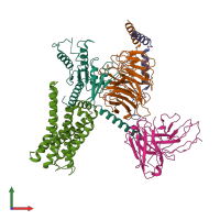 PDB entry 7w7e coloured by chain, front view.