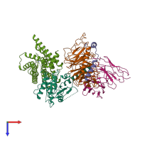 PDB entry 7w7e coloured by chain, top view.