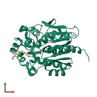 PDB entry 7wam coloured by chain, front view.