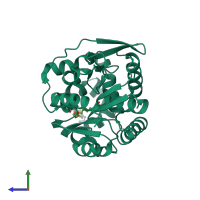 PDB entry 7wam coloured by chain, side view.