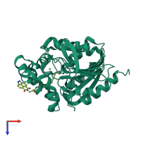 PDB entry 7wam coloured by chain, top view.