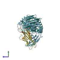 PDB entry 7wbg coloured by chain, side view.