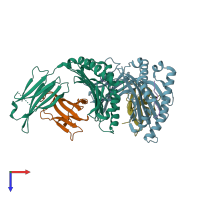 PDB entry 7wbg coloured by chain, top view.