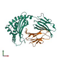 PDB entry 7wbi coloured by chain, front view.