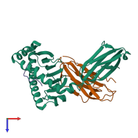 PDB entry 7wbi coloured by chain, top view.