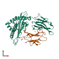 PDB entry 7wj2 coloured by chain, front view.