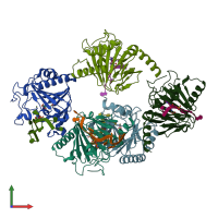 PDB entry 7wl0 coloured by chain, front view.