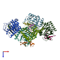 PDB entry 7wl0 coloured by chain, top view.