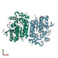 PDB entry 7wol coloured by chain, front view.