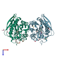 PDB entry 7wol coloured by chain, top view.