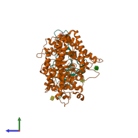 PDB entry 7wsa coloured by chain, side view.