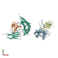 PDB entry 7wt3 coloured by chain, front view.
