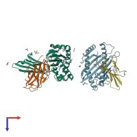 PDB entry 7wt3 coloured by chain, top view.