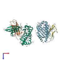 PDB entry 7wt5 coloured by chain, top view.