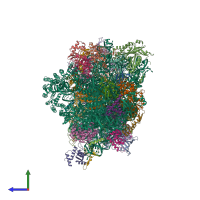 PDB entry 7wu0 coloured by chain, side view.