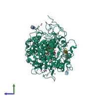 PDB entry 7wyj coloured by chain, side view.