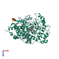 PDB entry 7wyj coloured by chain, top view.