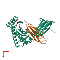 PDB entry 7wzz coloured by chain, top view.