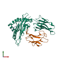 PDB entry 7x00 coloured by chain, front view.