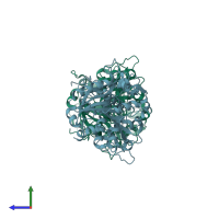 PDB entry 7x0c coloured by chain, side view.