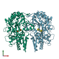 PDB entry 7x0n coloured by chain, front view.