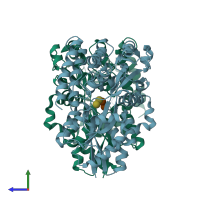 PDB entry 7x0n coloured by chain, side view.