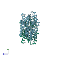 PDB 7x0r coloured by chain and viewed from the side.