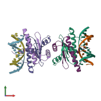 PDB entry 7x1n coloured by chain, front view.