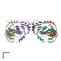PDB entry 7x1n coloured by chain, top view.