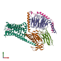 PDB entry 7x2c coloured by chain, front view.