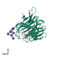 PDB entry 7x2n coloured by chain, side view.