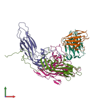 PDB entry 7x4k coloured by chain, front view.