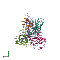 PDB entry 7x4k coloured by chain, side view.